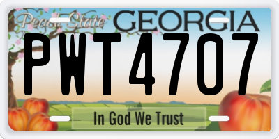 GA license plate PWT4707