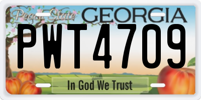GA license plate PWT4709