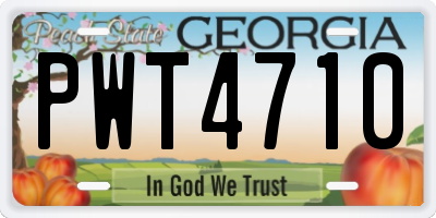 GA license plate PWT4710