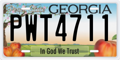GA license plate PWT4711