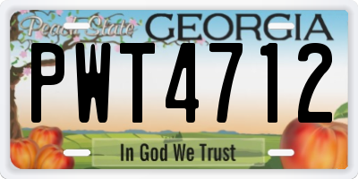 GA license plate PWT4712