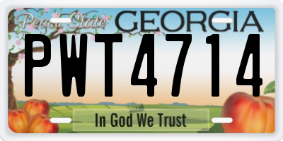 GA license plate PWT4714
