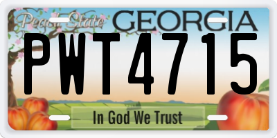 GA license plate PWT4715