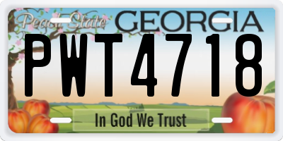 GA license plate PWT4718