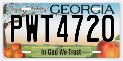 GA license plate PWT4720