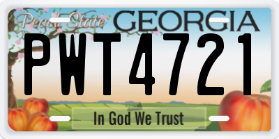 GA license plate PWT4721