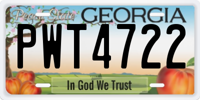 GA license plate PWT4722