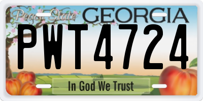 GA license plate PWT4724