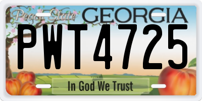 GA license plate PWT4725
