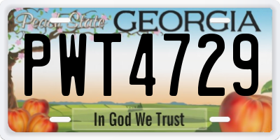 GA license plate PWT4729