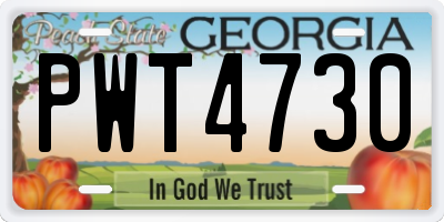 GA license plate PWT4730