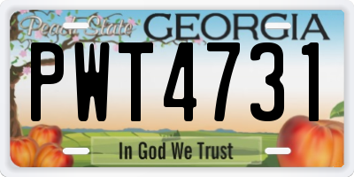 GA license plate PWT4731