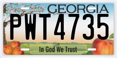 GA license plate PWT4735
