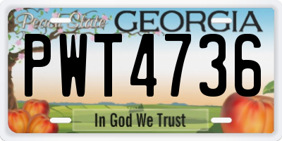 GA license plate PWT4736