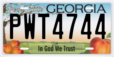 GA license plate PWT4744