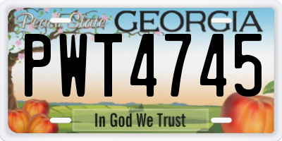 GA license plate PWT4745