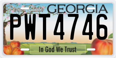 GA license plate PWT4746