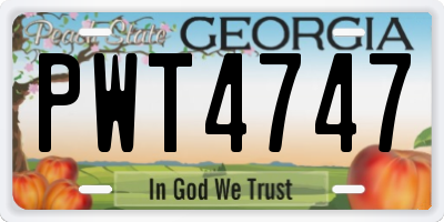 GA license plate PWT4747
