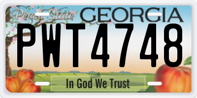 GA license plate PWT4748