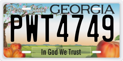 GA license plate PWT4749