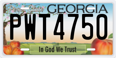 GA license plate PWT4750