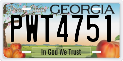 GA license plate PWT4751