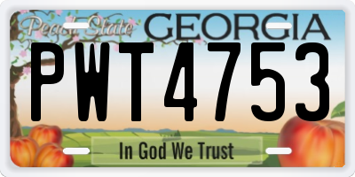 GA license plate PWT4753