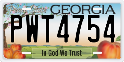 GA license plate PWT4754