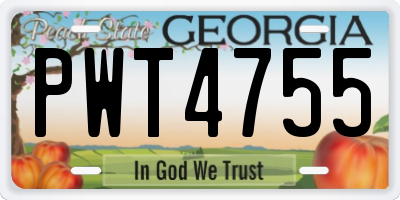 GA license plate PWT4755