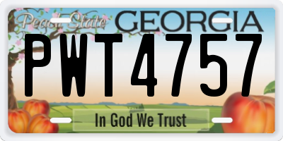 GA license plate PWT4757