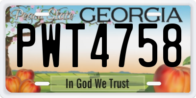 GA license plate PWT4758