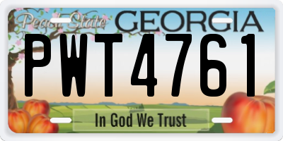 GA license plate PWT4761