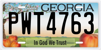 GA license plate PWT4763