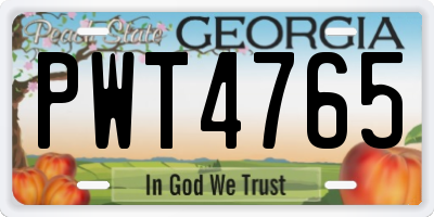 GA license plate PWT4765