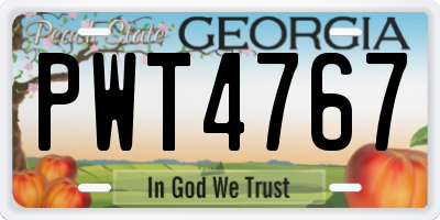 GA license plate PWT4767