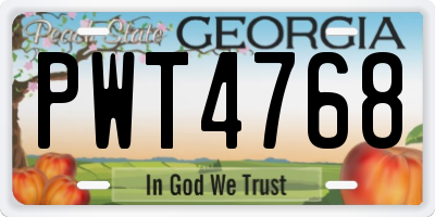 GA license plate PWT4768