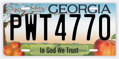 GA license plate PWT4770