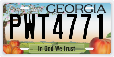 GA license plate PWT4771