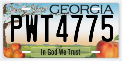 GA license plate PWT4775