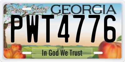 GA license plate PWT4776
