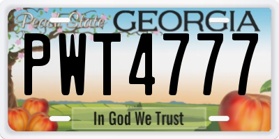 GA license plate PWT4777