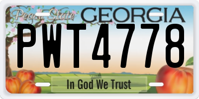 GA license plate PWT4778