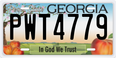 GA license plate PWT4779