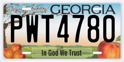 GA license plate PWT4780