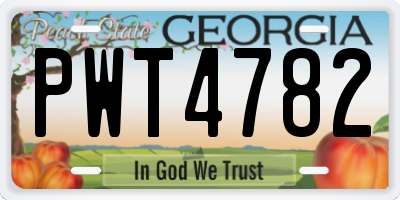 GA license plate PWT4782