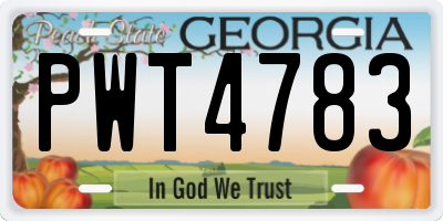 GA license plate PWT4783
