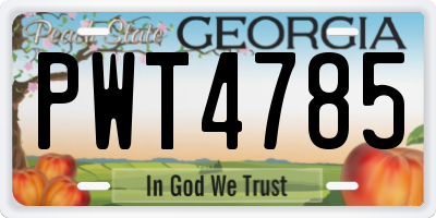GA license plate PWT4785