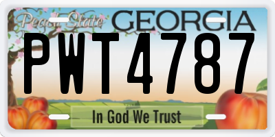 GA license plate PWT4787