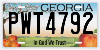 GA license plate PWT4792
