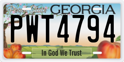 GA license plate PWT4794